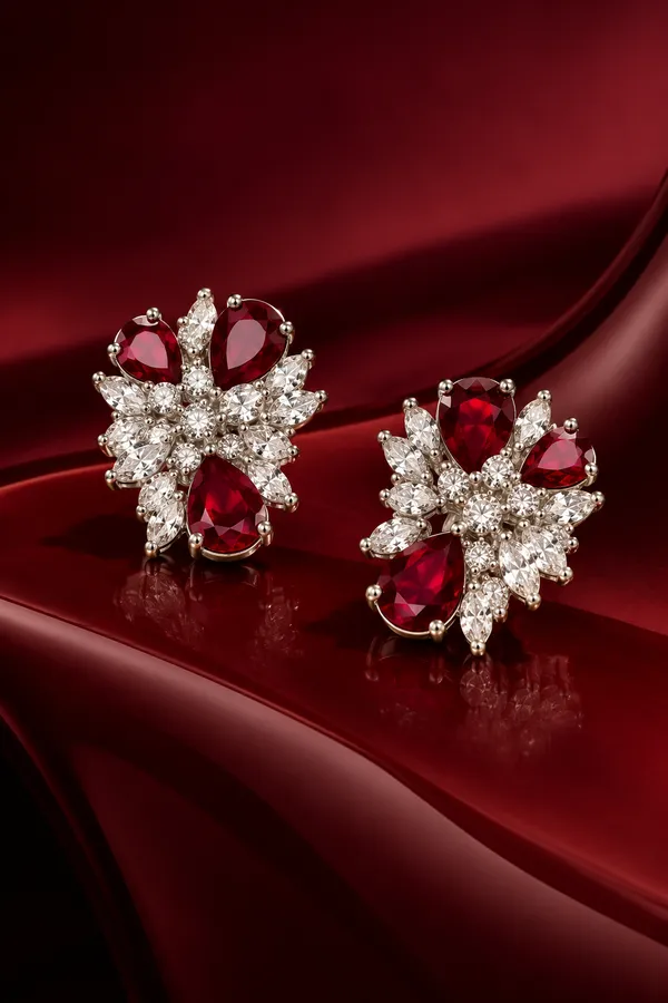 White_And_Red_Metal_Alloy_Earring_For_Women