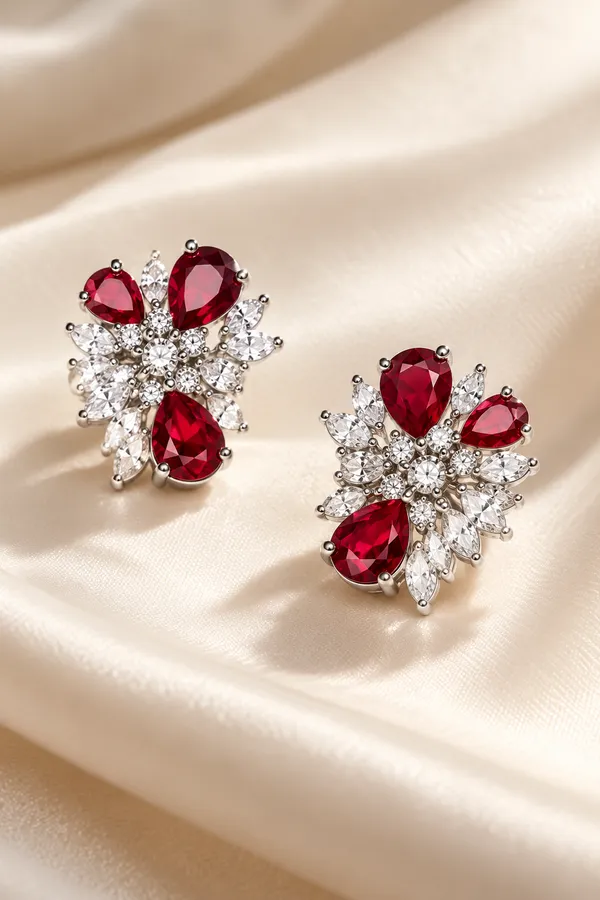 White_And_Red_Metal_Alloy_Earring_For_Women