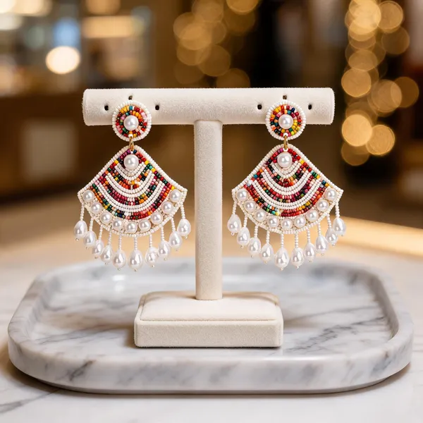 Multicolour_Handcraft_Beaded_Chandelier_Drop_Earrings_For_Women