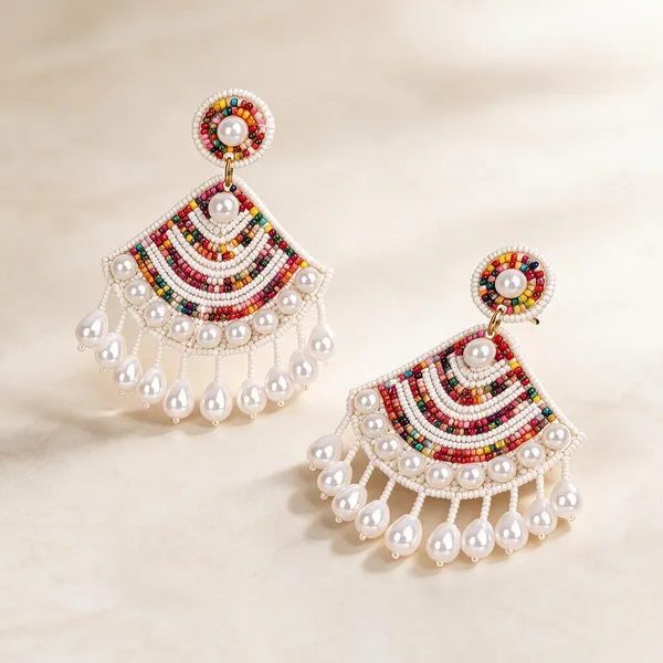 Multicolour_Handcraft_Beaded_Chandelier_Drop_Earrings_For_Women