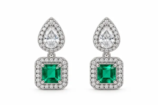 White_And_Green_Metal_Alloy_Earring_For_Women