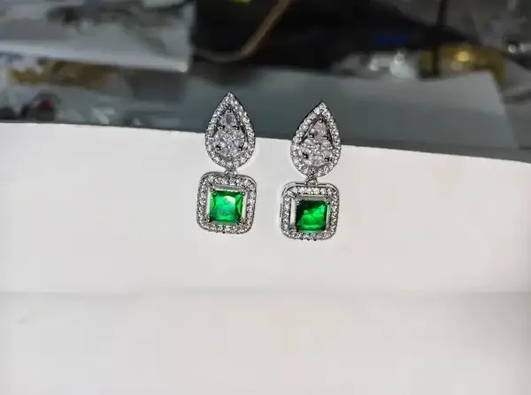 White_And_Green_Metal_Alloy_Earring_For_Women