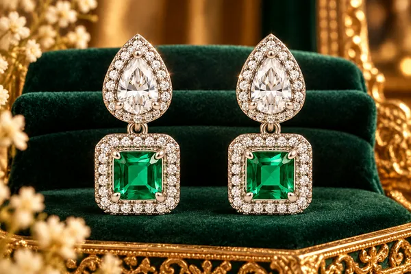 White_And_Green_Metal_Alloy_Earring_For_Women