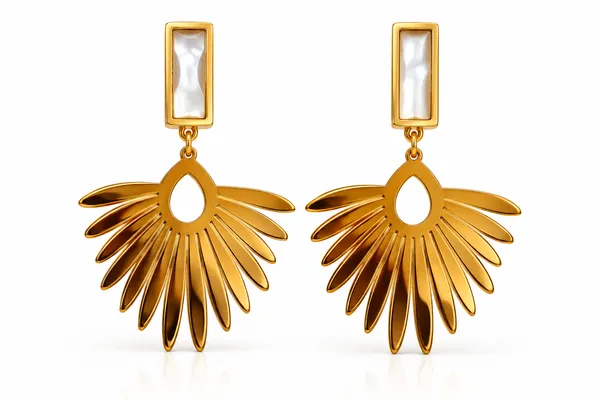 Gold_Metal_Alloy_Fan_Pendant_Rectangle_Drop_Earrings_For_Women