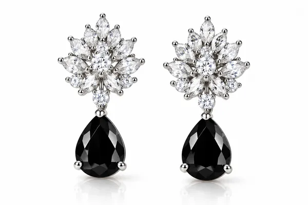 White_And_Black_Metal_Alloy_Earring_For_Women