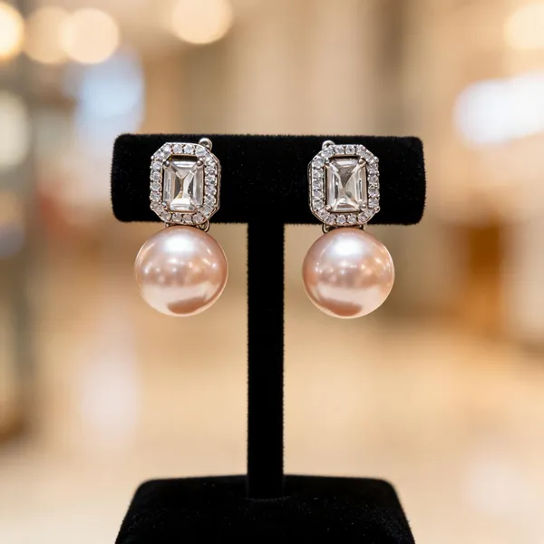 White_And_Pink_Metal_Alloy_Earring_For_Women