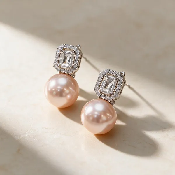 White_And_Pink_Metal_Alloy_Earring_For_Women