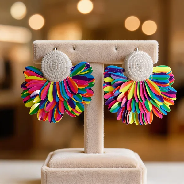 Multicolour_Handcraft_Beaded_Fan_Petal_Drop_Earrings_For_Women