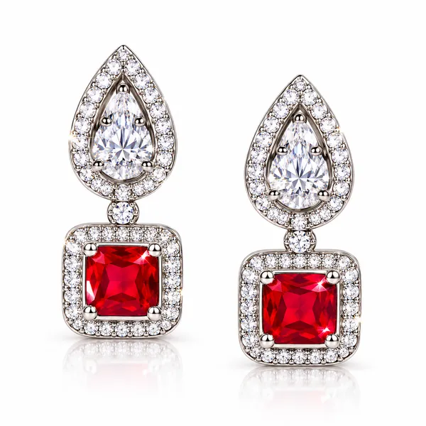White_And_Red_Metal_Alloy_Earring_For_Women