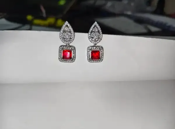 White_And_Red_Metal_Alloy_Earring_For_Women