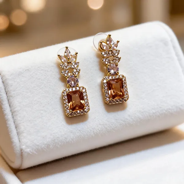 Gold_Metal_Alloy_Floral_Brown_Stone_Drop_Earrings_For_Women