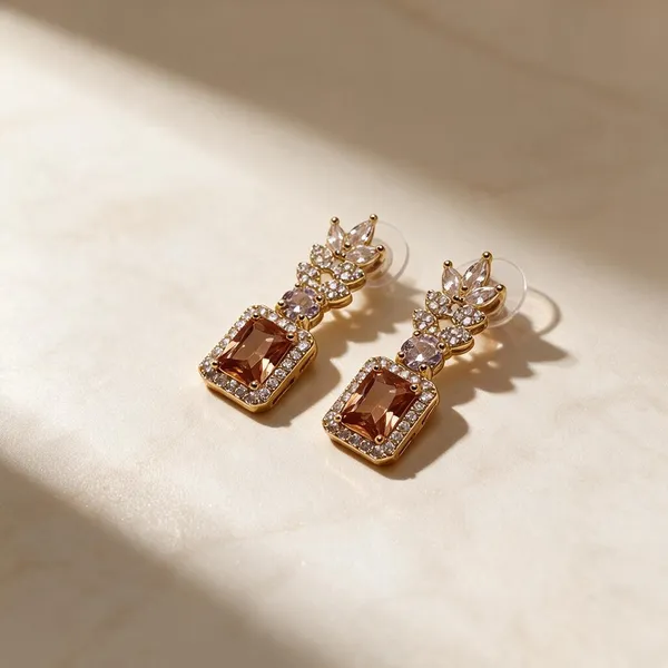 Gold_Metal_Alloy_Floral_Brown_Stone_Drop_Earrings_For_Women