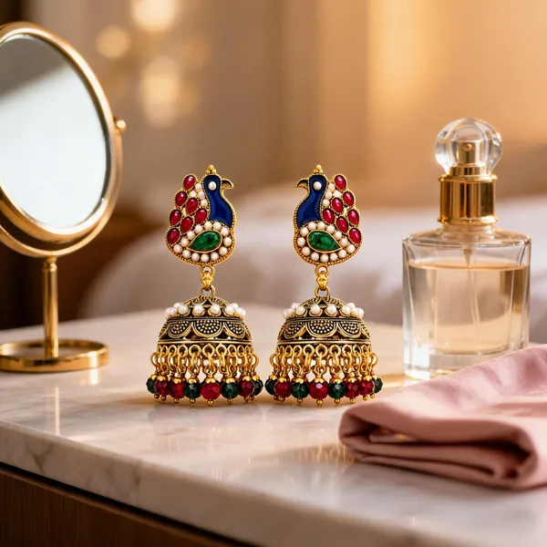 Gold_Metal_Alloy_Peacock_Jhumka_Drop_Earrings_For_Women