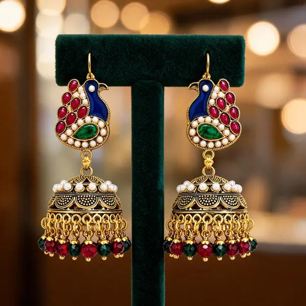Gold_Metal_Alloy_Peacock_Jhumka_Drop_Earrings_For_Women
