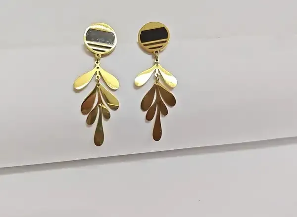 Gold_Metal_Alloy_Layered_Leaf_Drop_Earrings_For_Women