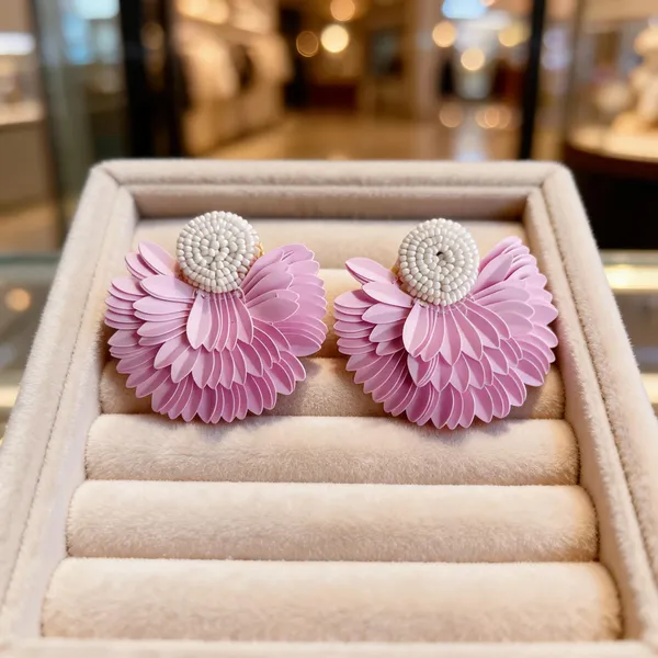 Pink_Handcraft_Floral_Petal_Stud_Earrings_For_Women