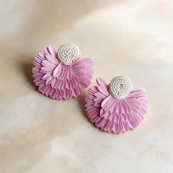 Pink_Handcraft_Floral_Petal_Stud_Earrings_For_Women