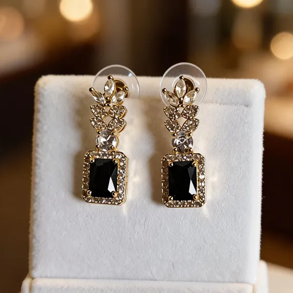 Gold_Metal_Alloy_Black_Stone_Crystal_Floral_Drop_Earrings_For_Women