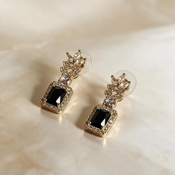 Gold_Metal_Alloy_Black_Stone_Crystal_Floral_Drop_Earrings_For_Women