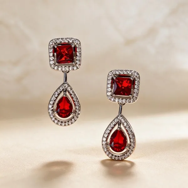 White_And_Red_Metal_Alloy_Earring_For_Women