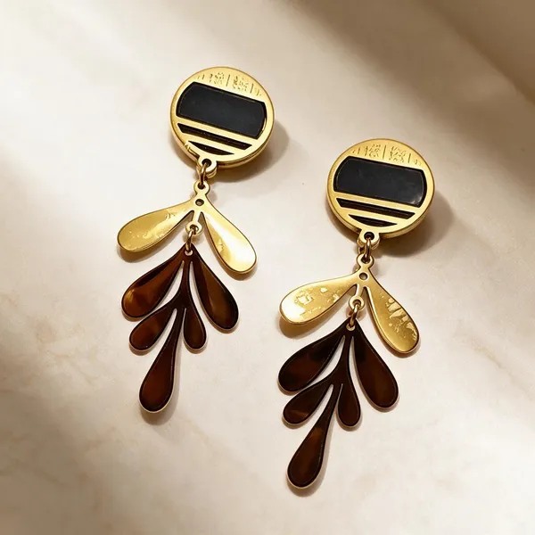 Gold_Metal_Alloy_Black_Accent_Leaf_Linked_Drop_Earrings_For_Women