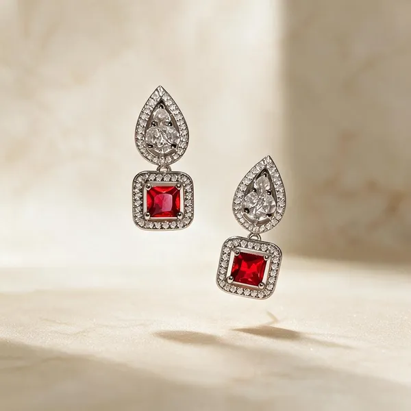 White_And_Red_Metal_Alloy_Earring_For_Women