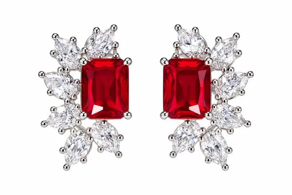 White_And_Red_Metal_Alloy_Earring_For_Women