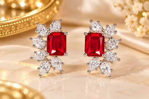 White_And_Red_Metal_Alloy_Earring_For_Women