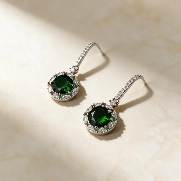 White_And_Green_Metal_Alloy_Earring_For_Women