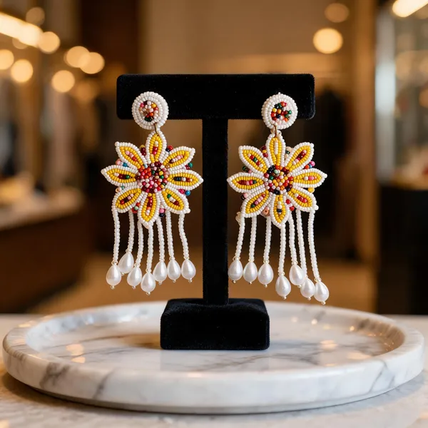 Multicolour_Handcraft_Beaded_Floral_Dangler_Drop_Earrings_For_Women
