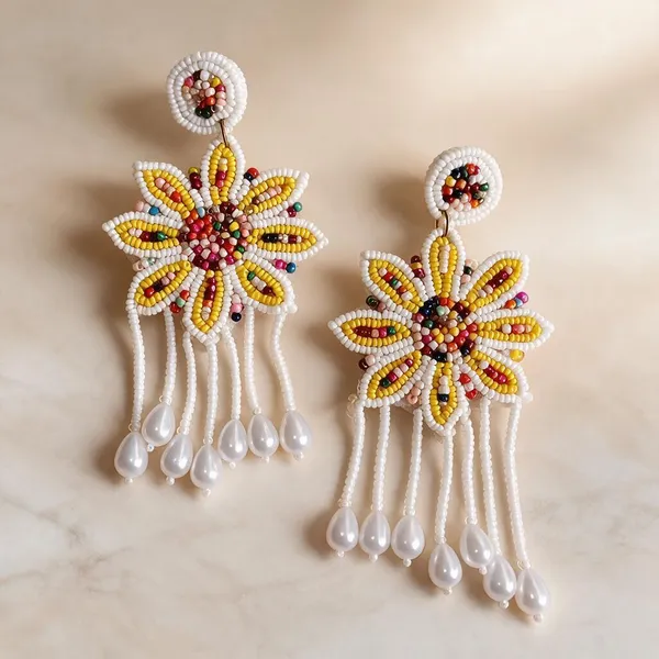 Multicolour_Handcraft_Beaded_Floral_Dangler_Drop_Earrings_For_Women