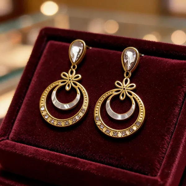 Gold_Metal_Alloy_Circular_Crescent_Floral_Drop_Earrings_For_Women
