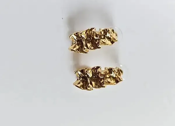 Gold_Metal_Alloy_Textured_Sculptural_Drop_Earrings_For_Women