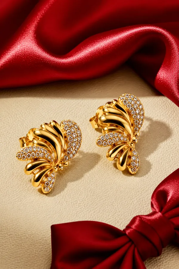 Gold_Metal_Alloy_Rhinestone_Floral_Drop_Earrings_For_Women