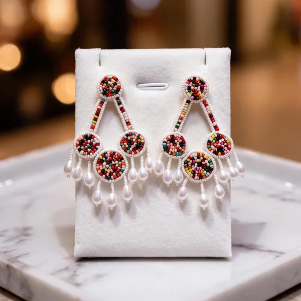 Multicolour_Handcraft_Beaded_Chandelier_Drop_Earrings_For_Women