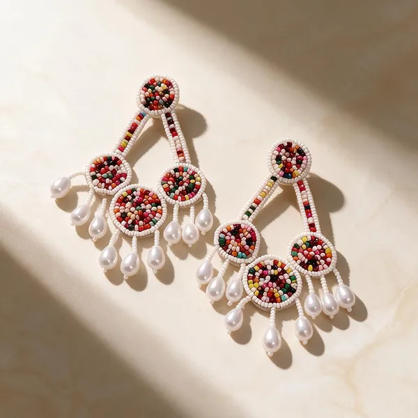 Multicolour_Handcraft_Beaded_Chandelier_Drop_Earrings_For_Women