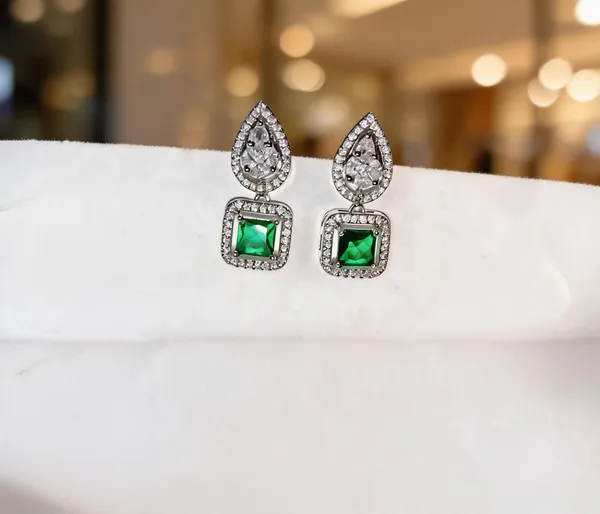 White_And_Green_Metal_Alloy_Earring_For_Women