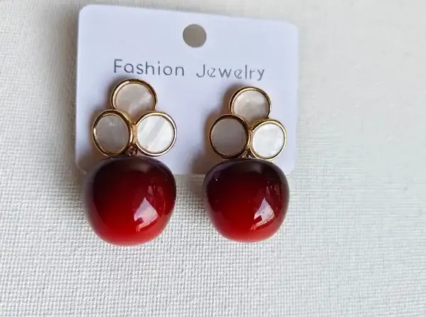 Gold_Metal_Alloy_Layered_Circle_Red_Drop_Earrings_For_Women