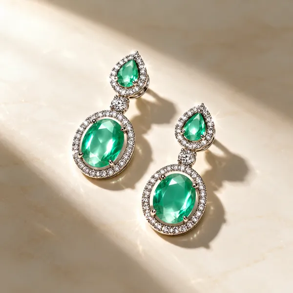 White_And_Green_Metal_Alloy_Earring_For_Women