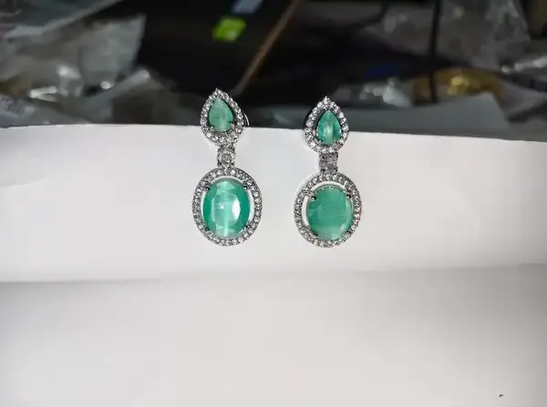 White_And_Green_Metal_Alloy_Earring_For_Women