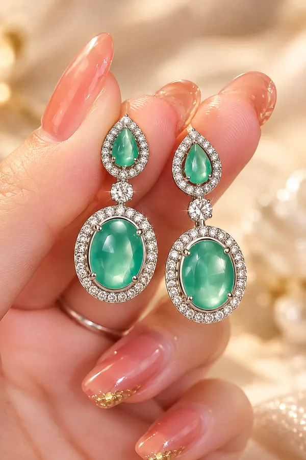 White_And_Green_Metal_Alloy_Earring_For_Women