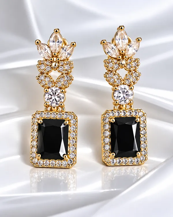 Gold_Metal_Alloy_Black_Stone_Crystal_Floral_Drop_Earrings_For_Women