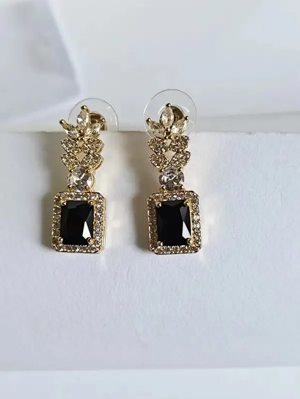 Gold_Metal_Alloy_Black_Stone_Crystal_Floral_Drop_Earrings_For_Women