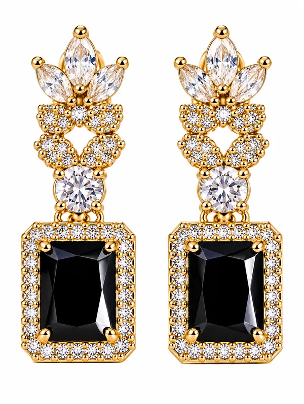 Gold_Metal_Alloy_Black_Stone_Crystal_Floral_Drop_Earrings_For_Women