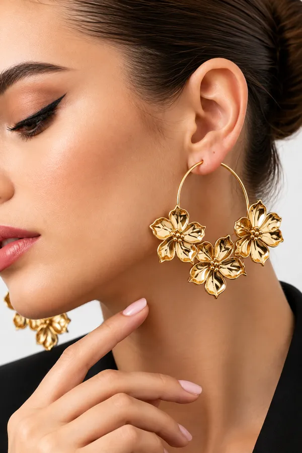 Gold_Metal_Alloy_Layered_Floral_Hoop_Drop_Earrings_For_Women