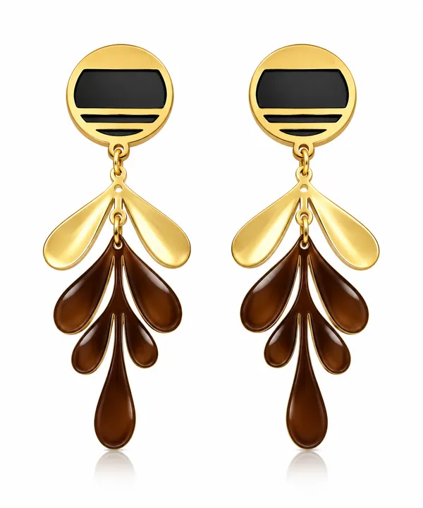Gold_Metal_Alloy_Black_Accent_Leaf_Linked_Drop_Earrings_For_Women