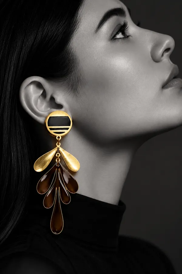 Gold_Metal_Alloy_Black_Accent_Leaf_Linked_Drop_Earrings_For_Women