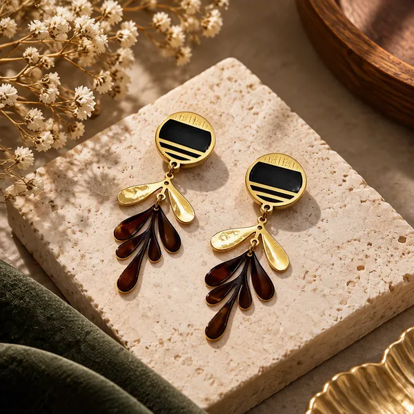 Gold_Metal_Alloy_Black_Accent_Leaf_Linked_Drop_Earrings_For_Women