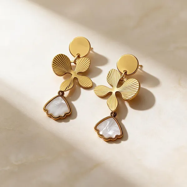 Gold_Metal_Alloy_Floral_Clover_Shaped_Drop_Earrings_For_Women