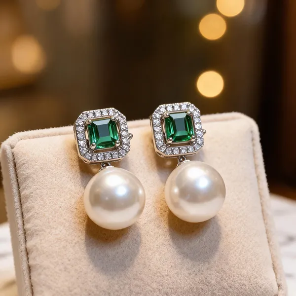 White_And_Green_Metal_Alloy_Earring_For_Women
